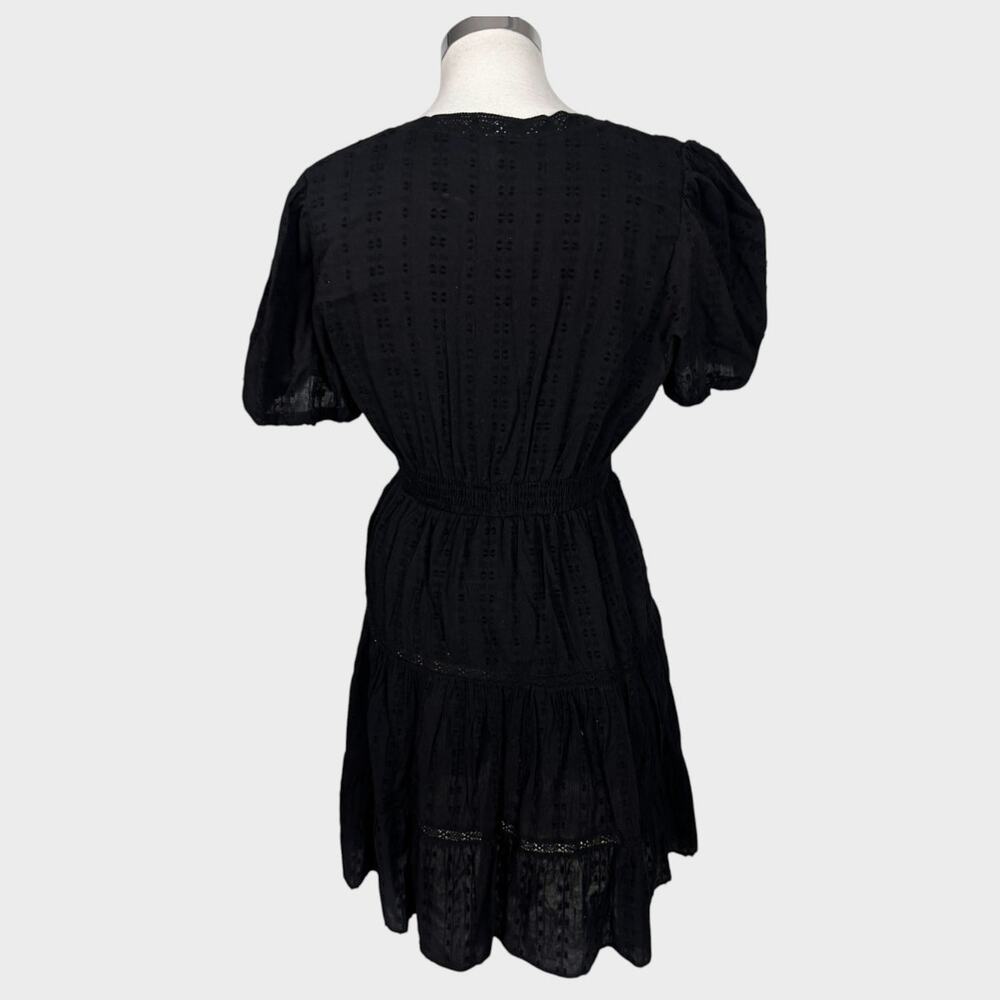 Grace + Karma Medium Black Eyelet Dress V Neck Short Sleeve NEW NWT - Picture 10 of 12